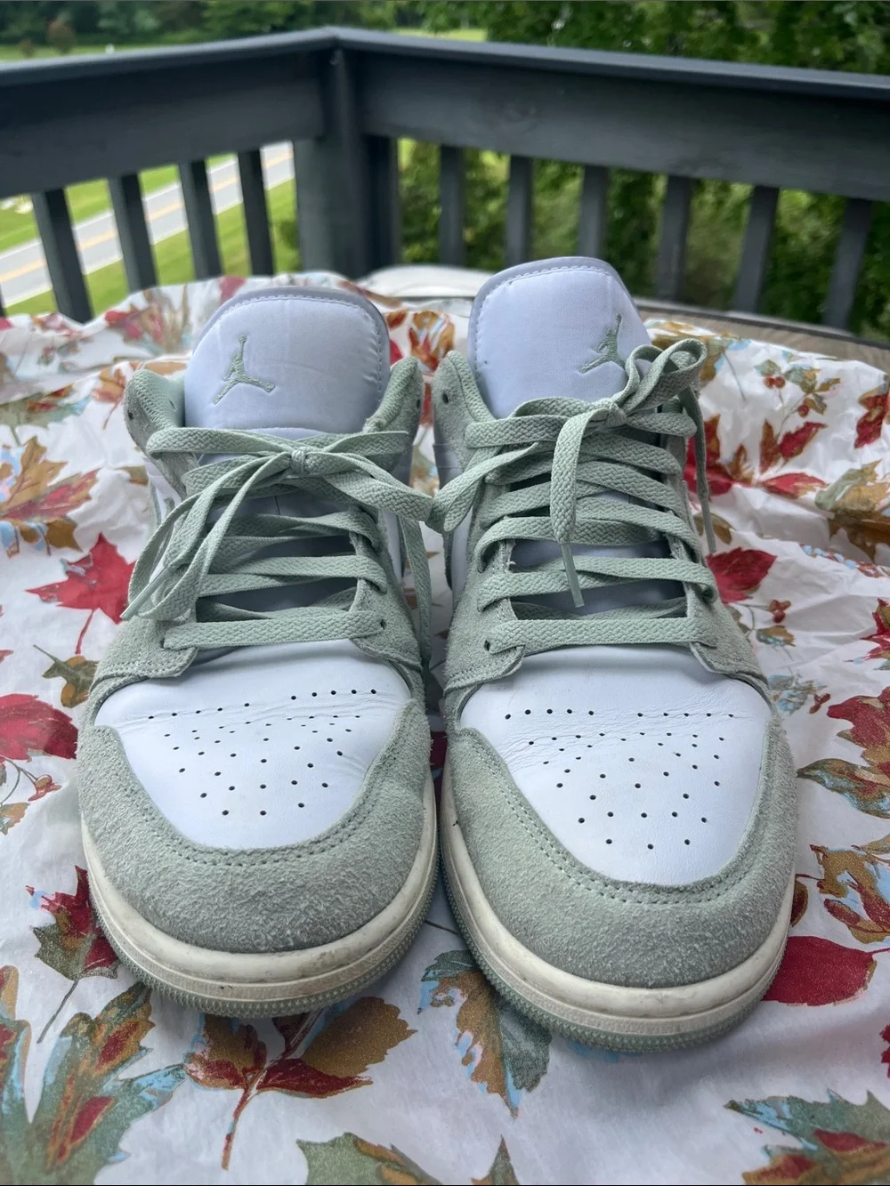 Jordan Low-Top Sneakers in Sage Green & White